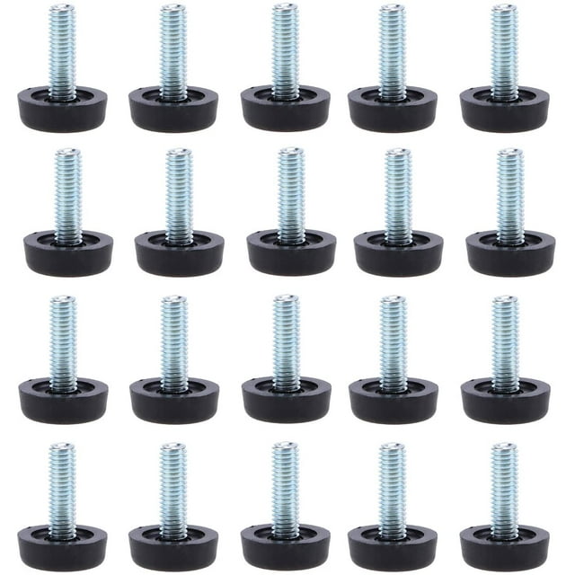 Juego de 20 pies niveladores para muebles: M8 x 24 mm, protectores de patas de mesa ajustables con varilla roscada, pie nivelador para muebles atornillado
