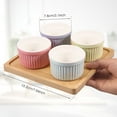 thumbnail image 2 of 4Pcs Ceramic Ramekins with Bamboo Tray 4 oz Oven Safe Small Baking Bowls Set Small Souffle Dishes, 2 of 8