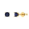 thumbnail image 2 of 0.2 Ct Round Cut Studs Blue Sapphire 14K Yellow Solid Solid Gold Everyday Dainty Earrings Push Back, 2 of 7