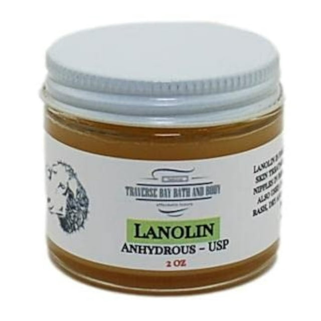 Lanolina - Anhidra - USP Frasco de vidrio de 2 oz con tapa Jabón para hacer lociones cremas baño belleza lanolina pura
