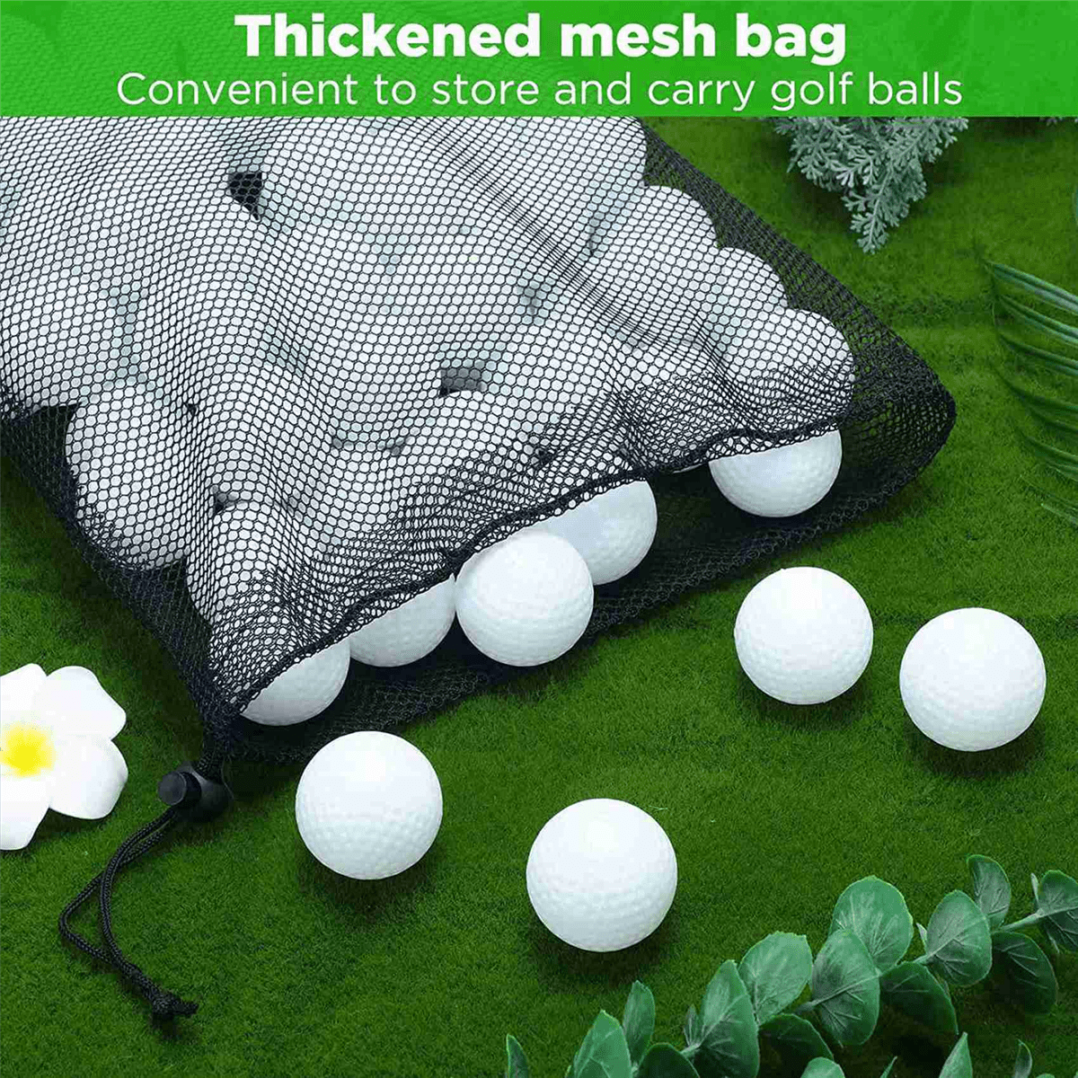 200 Pcs Golf Practice Hollow Golf Training Golf Balls with Mesh Drawstring Storage Bags for Training