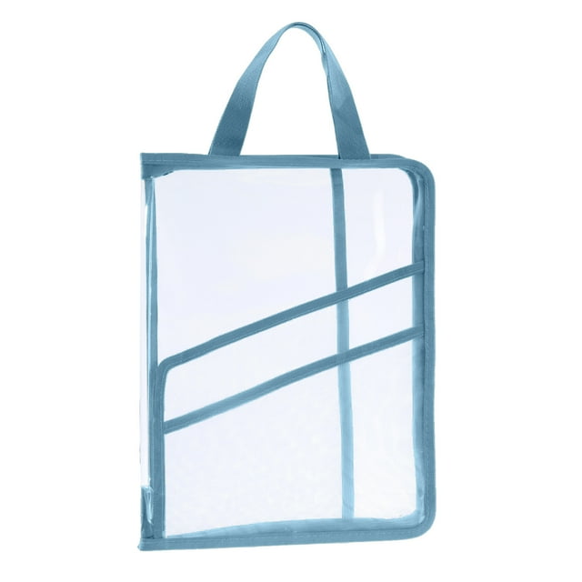 WRKEKC Transparent A4 Portable Folder with Zipper - Student Test Paper Storage Bag, Made of Good Material, Water-resistant, Secure Zipper Closure, Available in Blue, Green, Pink, Brown Colors