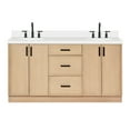 thumbnail image 2 of Ariel Kelly 67 Inch Double Oval Sink Bathroom Vanity With Pure White Quartz Countertop 1.5 Inch Edge In Oak, 2 of 12