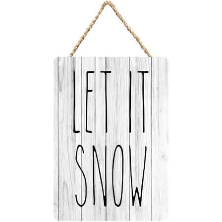Rustic Wooden Sign Decor - Let It Snow - Wood Plaque Home & Office Inspirational Gifts Hanging Wall Signs 6x12 IN