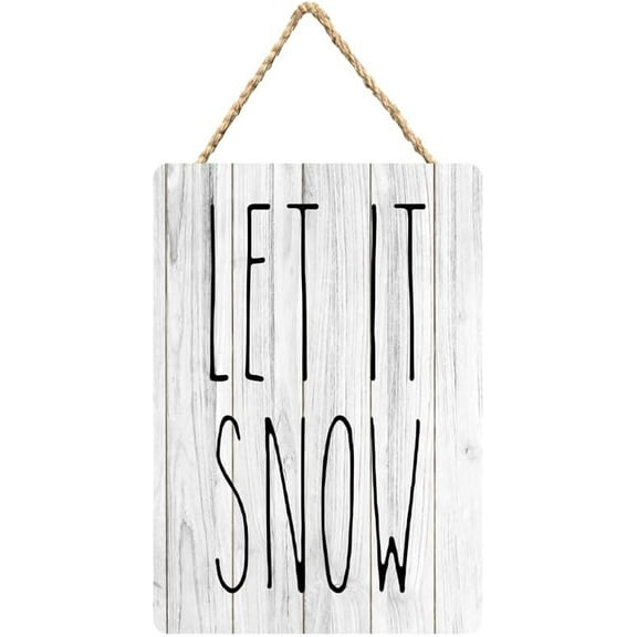 Rustic Wooden Sign Decor - Let It Snow - Wood Plaque Home & Office Inspirational Gifts Hanging Wall Signs 6x12 IN