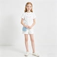 thumbnail image 2 of NIPAXO Girls T-Shirt Embroidery Cotton Blend Short Sleeve Lettuce Trim Bow Graphic Tee for Girls, White, Sizes 4-5Y, 2 of 8