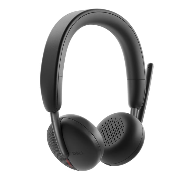 Auriculares inalámbricos Dell WL3024 - Diadema de piel sintética, micrófono con cancelación de ruido basado en IA integrado, micrófono boom - Negro