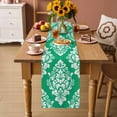 thumbnail image 2 of Green Boho Table Runner 90 Inches, Vintage Classic Bohemia Flower Textured Bed Runner Dresser Scarves Tabletop for Indoor Outdoor Parties/Ceremony/Banquet, 13" x 90", 2 of 9