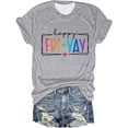 thumbnail image 2 of T-shirts d'Enseignante « Happy Friday » pour Femmes 2026 Été Tendance Manches Courtes Col Rond T-Shirts Graphiques « Funny Friday Weekend », 2 of 3