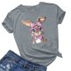 thumbnail image 2 of Pantalones Cortos para las Mujeres Sexy Pascua Moda Impresión Cuello Redondo Tee, Poliéster Ligero Casual Top para Primavera Verano Diario, Blusa de Suéter, 2 of 4