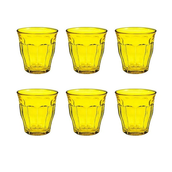 JUEGO DE 6 VASOS 25 cl AMARILLO H9 D8,7 cm PICARDIE DURALEX PICARDIE