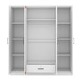thumbnail image 5 of Modern 4-Door Mirror Wardrobe with Drawers, Shelves & Hanging Rail, Freestanding Armoire Wardrobe Closet, Clothes Storage Cabinet Organizer for Bedroom Living Room Cloakroom, White, 5 of 8