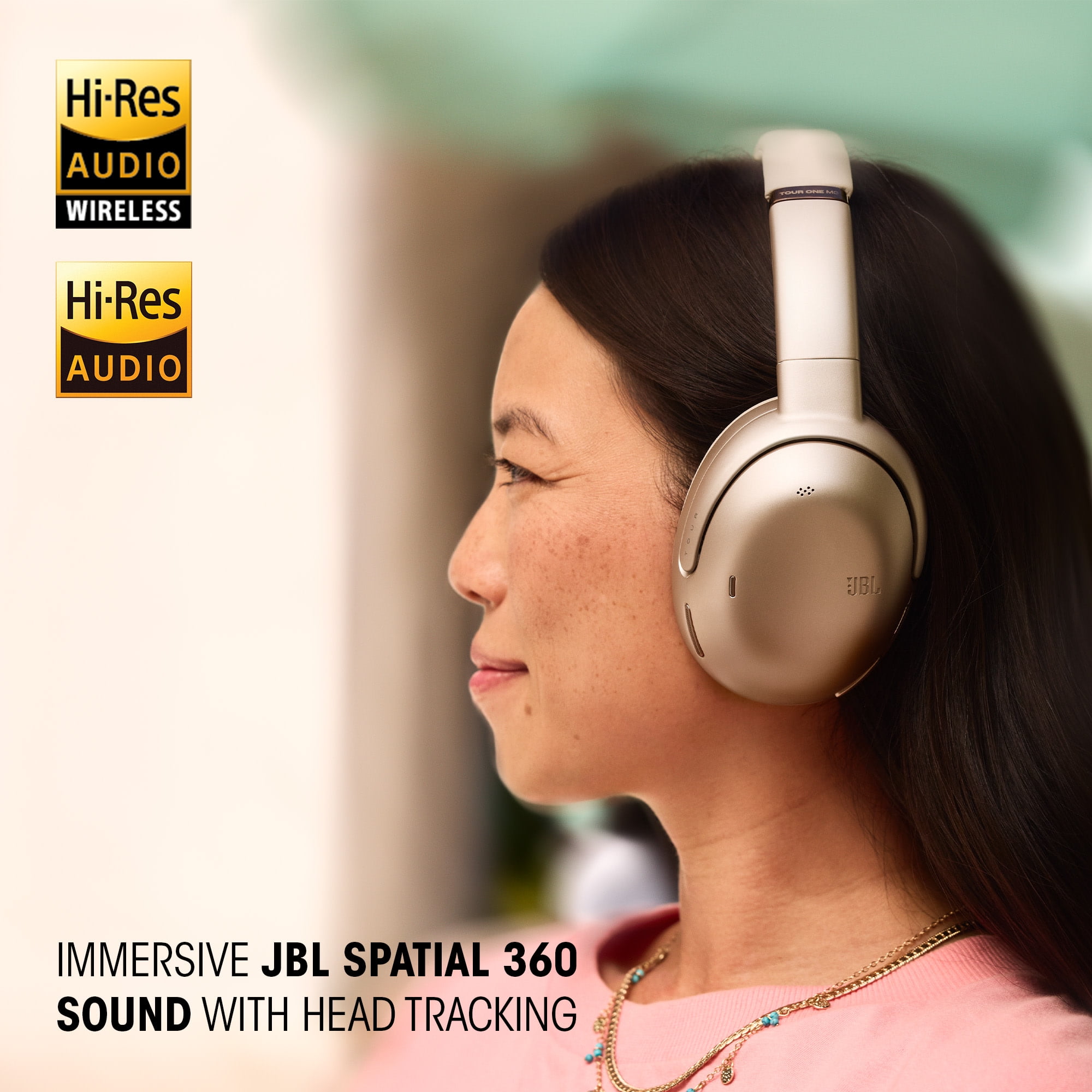 JBL Tour One M3 Smart Tx - Wireless over-ear Noise Cancelling headphones with Smart Transmitter, Hi-Res Audio (3.5mm or USB-C), Spatial 360 sound with Head Tracking & 70Hrs of Playback (Mocha)