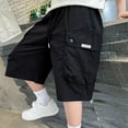 thumbnail image 4 of ZACPNCV Boys Shorts Kids High Waisted Cargo Shorts Summer Casual Shorts with Pockets Black 15-16 Years, 4 of 6