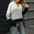 thumbnail image 5 of Sexlip Womens Casual Half Zip Hoodies Trendy Loose V Neck Color Block Sweatshirt Long Sleeve Ribbed Tops Gray L, 5 of 8