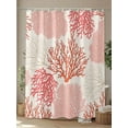 thumbnail image 4 of Coral Pink Red Shower Curtain, Coastal Nautical Ocean Beach Bathroom Decor Curtains Set with Hooks, Waterproof Fabric Home Accessories， 60 X 72 Inch Long, 4 of 6
