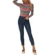 thumbnail image 2 of INSPIRAR CHIC Blusa de Mujer Ajustada de Cuello Alto con Pliegues en la Parte Frontal de Manga Larga Tejido 2XL Rayas Rojas, 2 of 6
