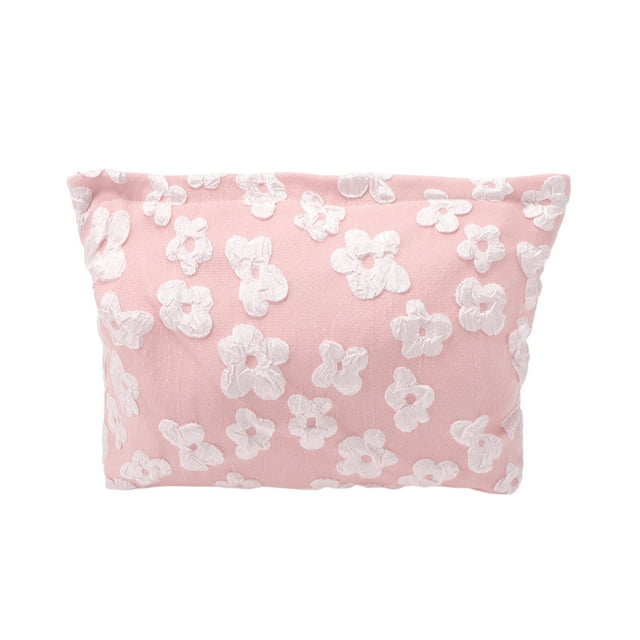 Bolsas de maquillaje de flores 3D con cordón únicas para vacaciones y viajes de negocios, color rosa de poliéster