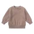 thumbnail image 5 of CPNG Kids Toddler Girl Boys Fleece Lined Sweatsuit Outfits Long Sleeve Solid Color Crew Neck Tops Sweatshirt Pants Casual Outfits Set(Brown,6-7 Years), 5 of 9