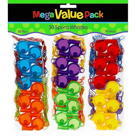 Amscan Mega Value Pack Party Favors, 30/pkg, Sports Whistle