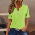 thumbnail image 2 of Ichuanyi Womens Shirts , Women's Fashion Casual Solid V-neck Short Sleeve Loose T-shirt Tops, 2 of 5