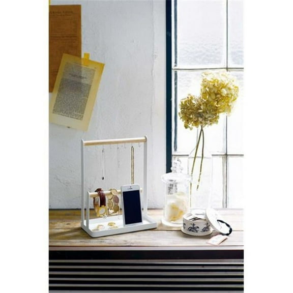 Yamazaki Home Jewelry   Accessory Display, White, Steel   Wood, No Assembly