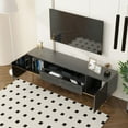 thumbnail image 3 of TV Stand, 65 Inch Entertainment Center with 1 Shelf, 1 Drawer and 2 Cabinets for TV up to 60+ inch, TV Console Table for Living Room, Bedroom, Office(Black), 3 of 9