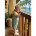 thumbnail image 4 of BemeyourBBs Newborn Baby Summer Clothes Infant Baby Boys Dinosaur Elephant Outfit Casual Loose Striped Short Sleeve T Shirt Tops and Animal Embroidered Overalls Jumpsuit Suspender Pants Set, 4 of 9