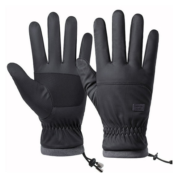 Men Winter Waterproof Cycling Gloves Outdoor Sports Running Motorcycle Ski Touch Screen Fleece Gloves Non-slip Warm Full Fingers Suitable For Hiking Driving Climbing Riding Skiing