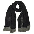 thumbnail image 1 of Peach Couture Loose Border Hand Knit Warm Scarf (Black Gray), 1 of 1