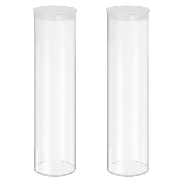 Tuberías de almacenamiento de plástico transparente Uxcell, 2 15/16" x 12" con tapa negra, 2 juegos