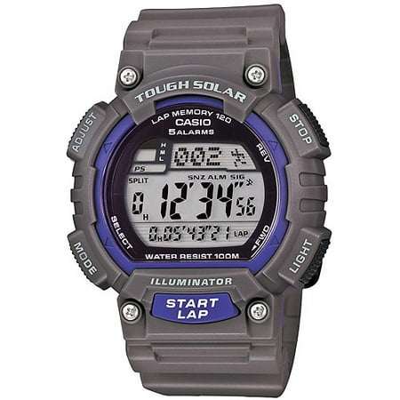 Casio Men's Solar Powered 120-Lap Runner's Watch, Gray Resin Strap