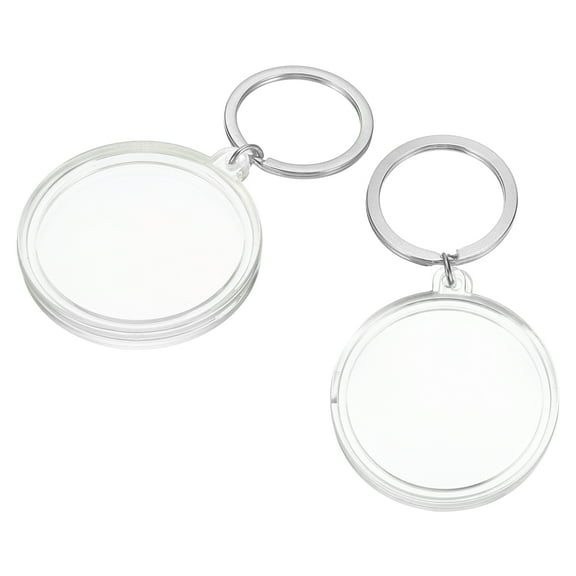 Plastic Coin Holder Keychain, 2Pcs Round Coin Case with Key Ring Medallion Holder for Coins Jewelry, Silver