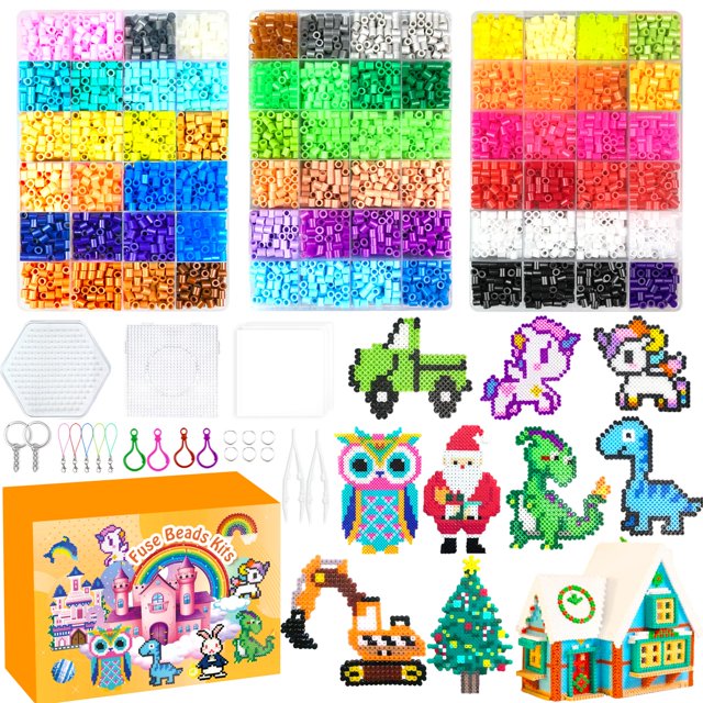 Kit Fuse Beads AJAZPER, 72 colores, 5 mm, con tableros perforados y accesorios