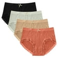 thumbnail image 1 of GigrtiJin Womens Mid Rise Ribbed Underwear Multipack Seamless Lace Panties With Bow Ribbon Breathable Underpants 4 Pack, 1 of 2