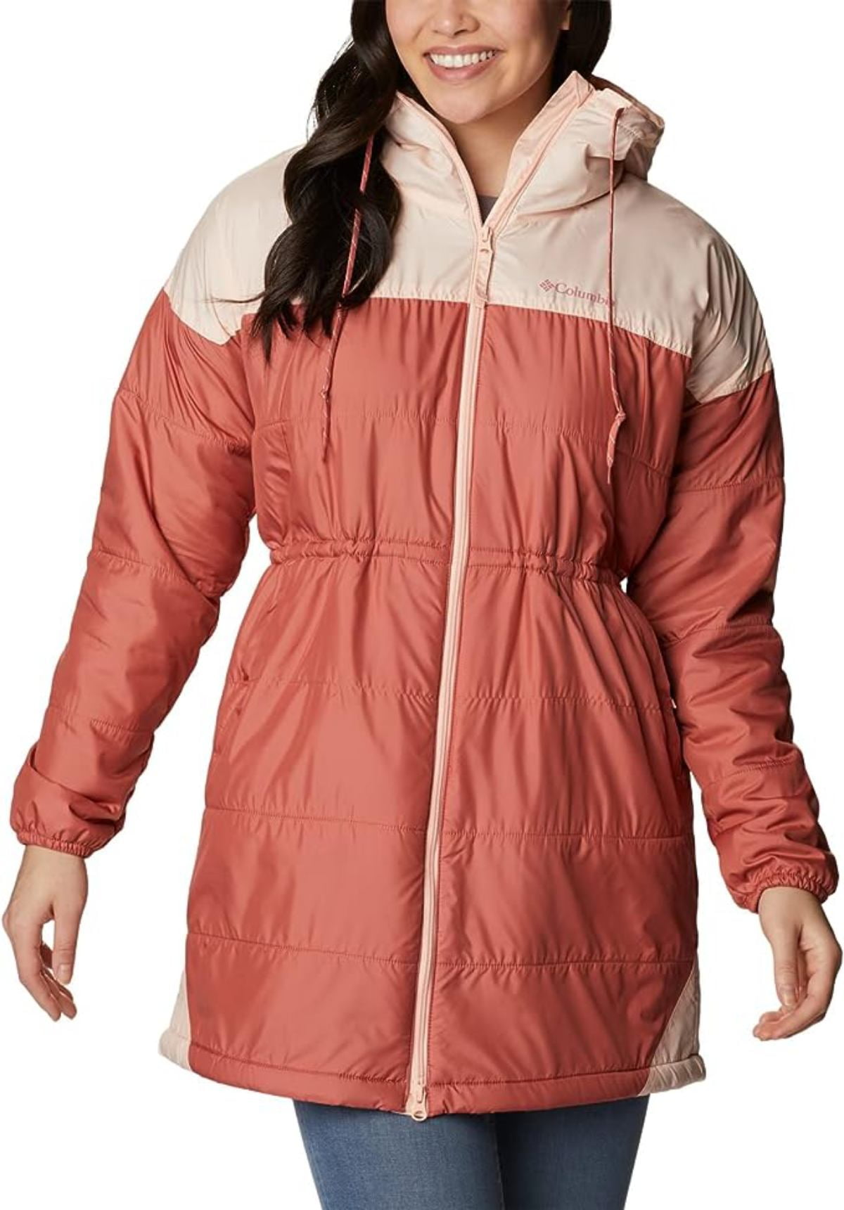 Coral/Peach XX-Large Lined Columbia Jacket, Dark Challenger Sherpa Flash Blossom, Long Women\'s