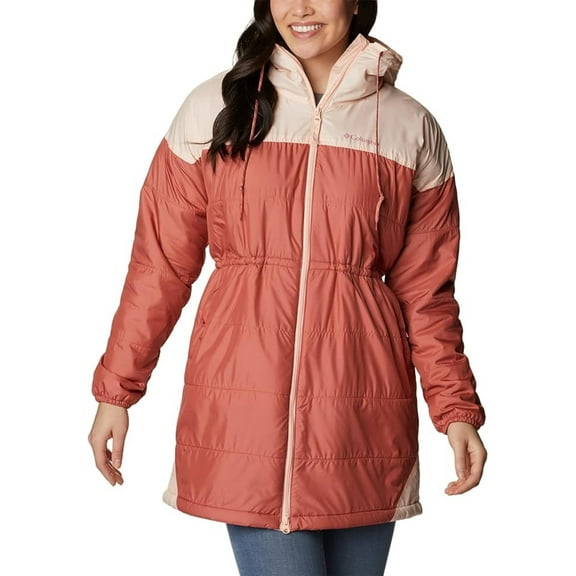 Columbia Women's Flash Challenger Sherpa Lined Long Jacket, Dark Coral/Peach Blossom, XX-Large