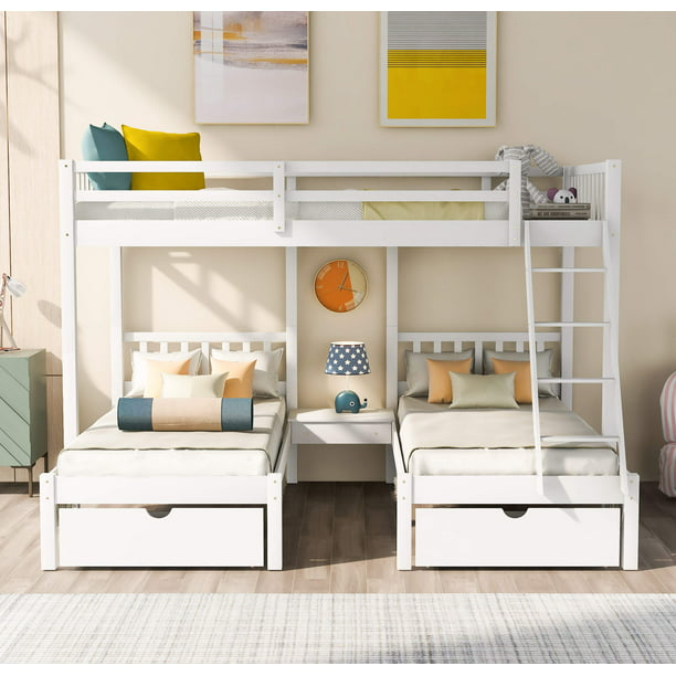 Twin Bunk Bed For Family Teens, 3 Twin Beds In One Small Room