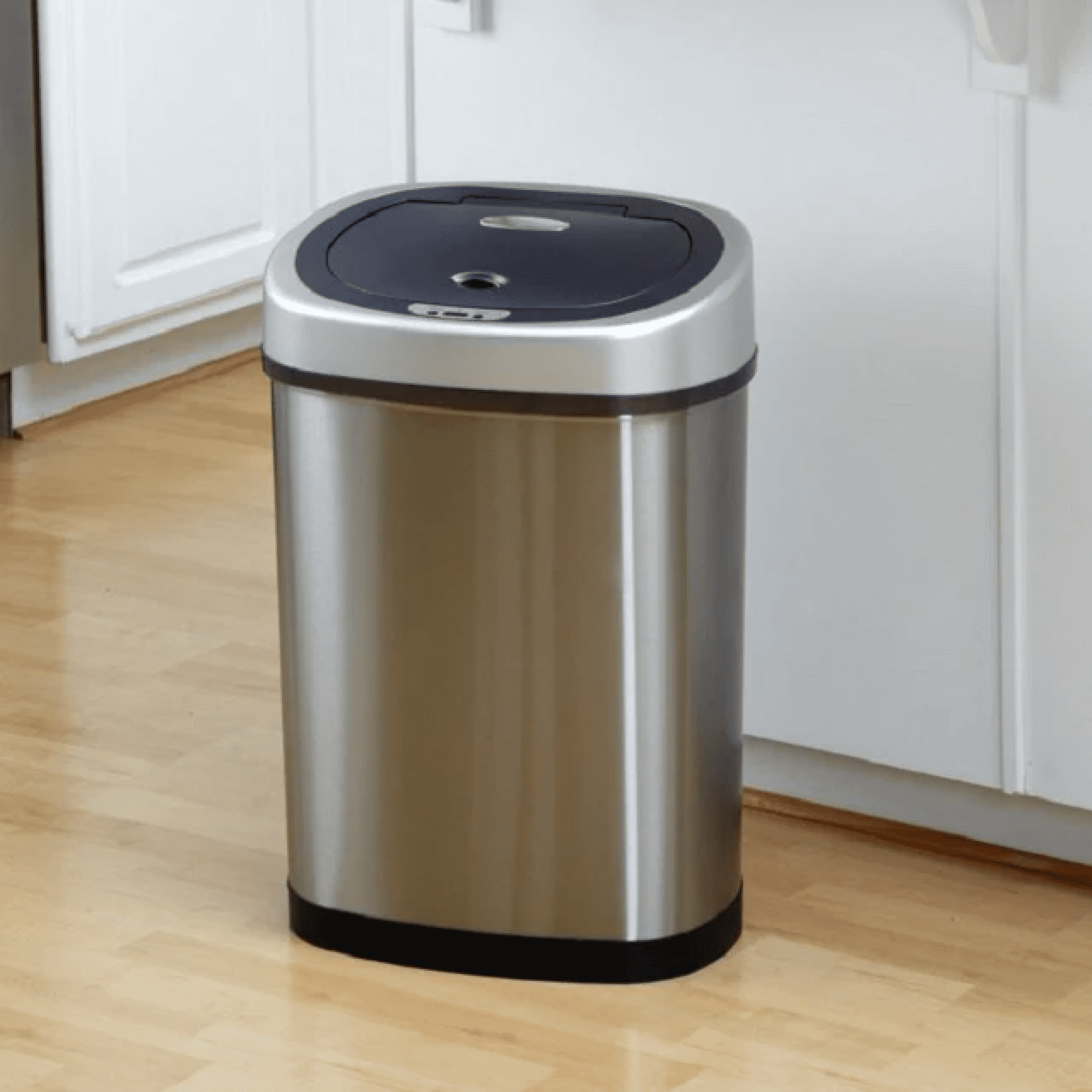 Nine Stars Automatic Kitchen Trash Can, 11 Gallon Stainless Steel Motion Sensor Garbage Bin with Soft Close Lid, Silver
