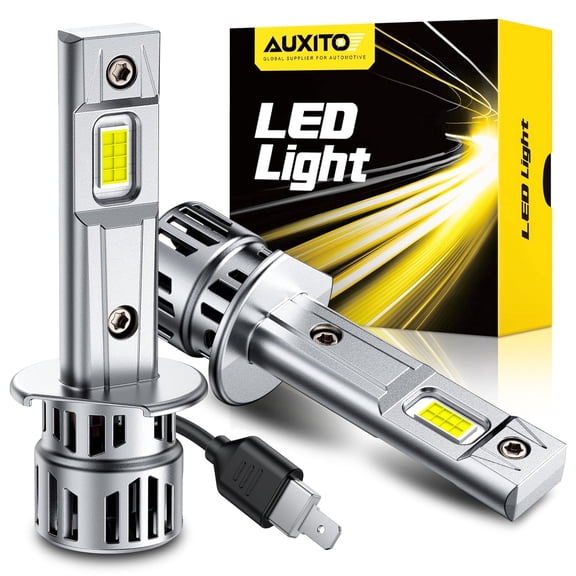 AUXITO Upgraded H1 Led Headlight Bulb, 1:1 Mini Size 900% Ultra Brightness, 6500K White, No Adapter Required Easy install, H1ll Fanless LED Kit Fog lights, Canbus Ready, Pack of 2