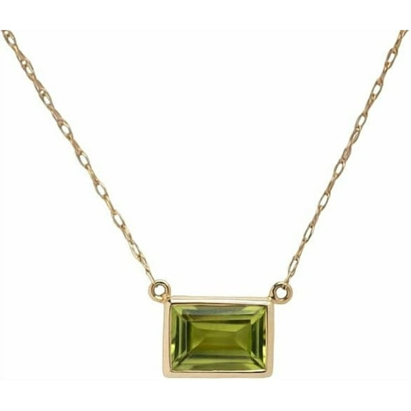 Peridot Gemstone Pendant Necklace, AAA Natural Peridot Necklace, August Birthstone, Womens Pendant Necklace, Yellow Gold Micron Plated, 925 Sterling Silver Necklace, Wedding, Adjustable Chain Pendant