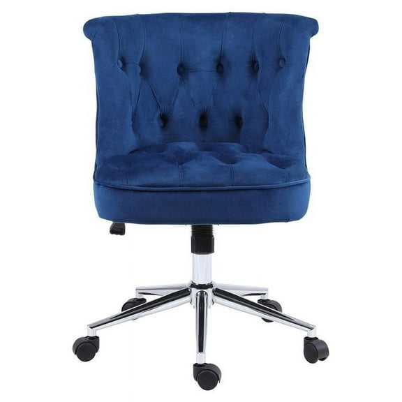 Alexent Office Chair , Blue Velvet, Height Adjustable, 360 Degree Swivel, Rolling Casters, Sturdy Steel Frame - Designed for Use in Offices, Living Rooms and Lounges