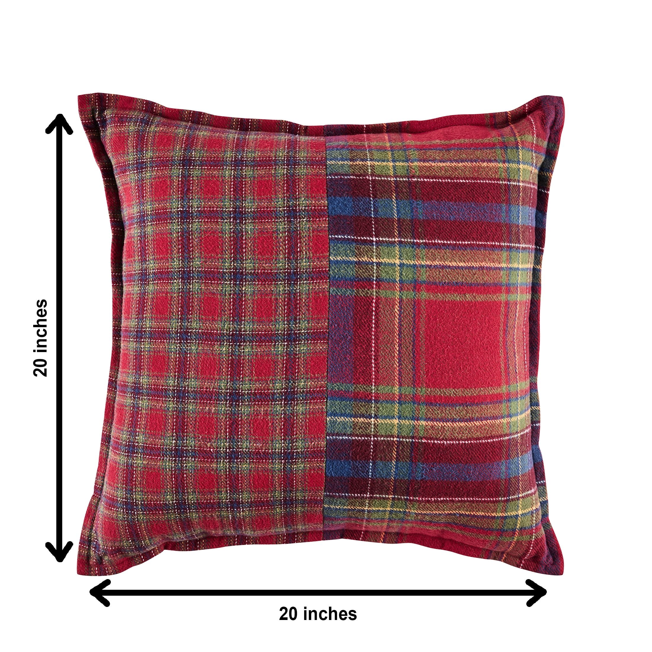 Better Homes & Gardens 20 in x 20 in Corin Pieced Plaid Throw Pillow, Red