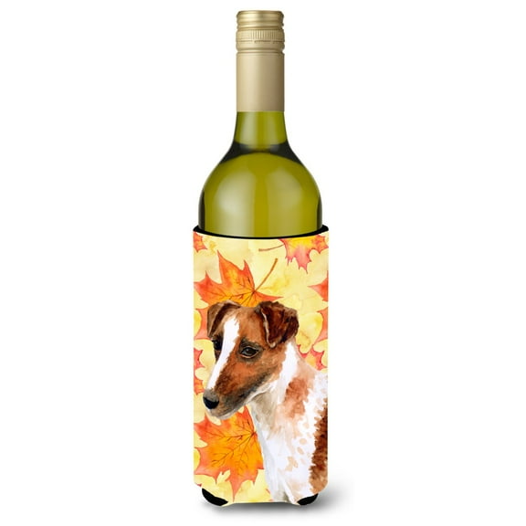 Carolines Treasures BB9908LITERK Smooth Fox Terrier Fall Wine Bottle Beverge Insulator Hugger Wine Bottle multicolor