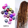 thumbnail image 3 of 50 cuentas para trenzas de cabello, colores surtidos, anillos de moda para trenzar el cabello. 13 mm x 12 mm, 3 of 9