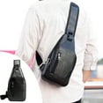 thumbnail image 6 of Xfvqtps Mens Chest Bag Adjustable Shoulder Strap Large Capacity Multi Compartment Multi-Purpose Fashion Lightweight Portable Commuting Leather Crossbody Bag Black, 6 of 7