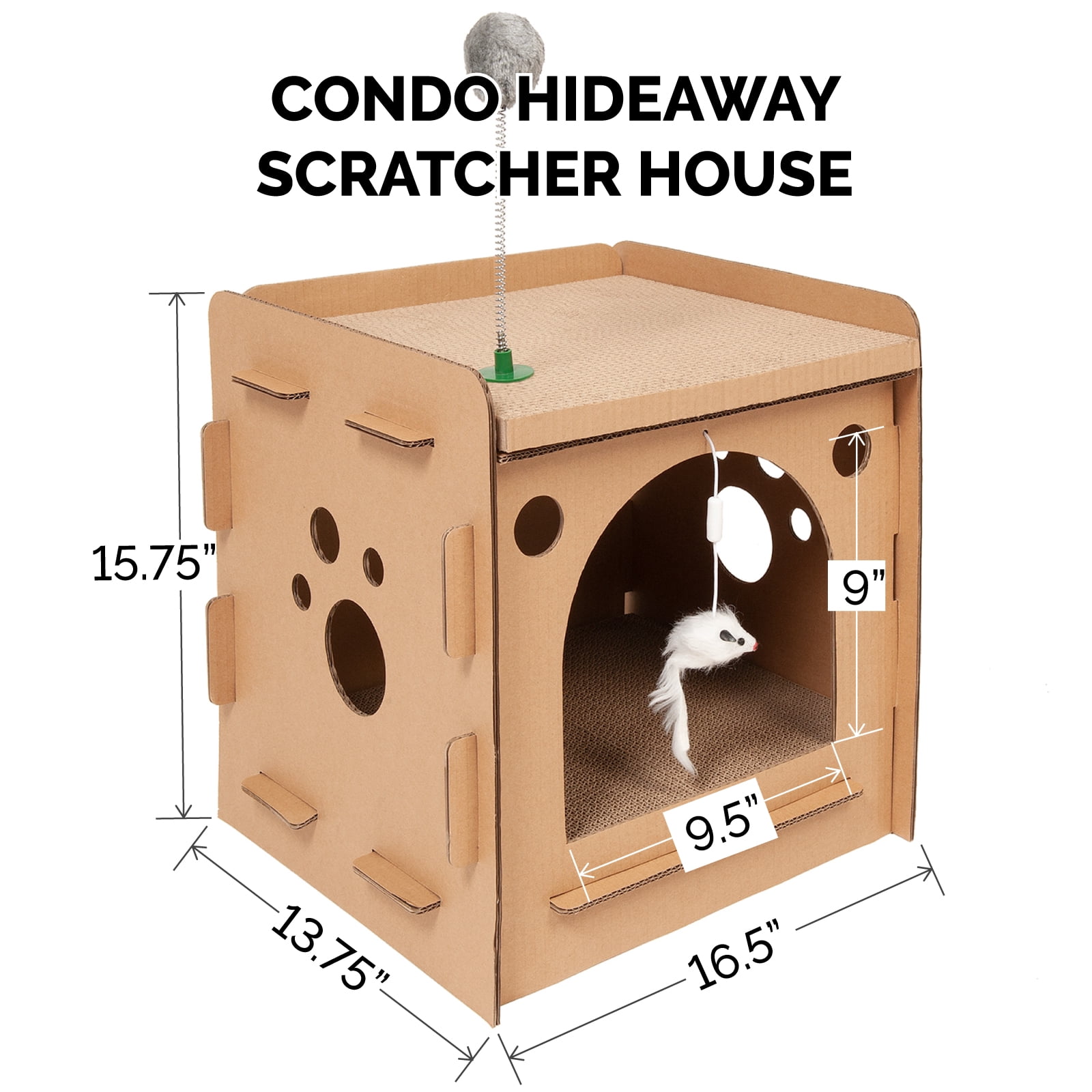 Tiger Tough Condo Hideaway Scratcher House With Toys & Catnip, 1 Count