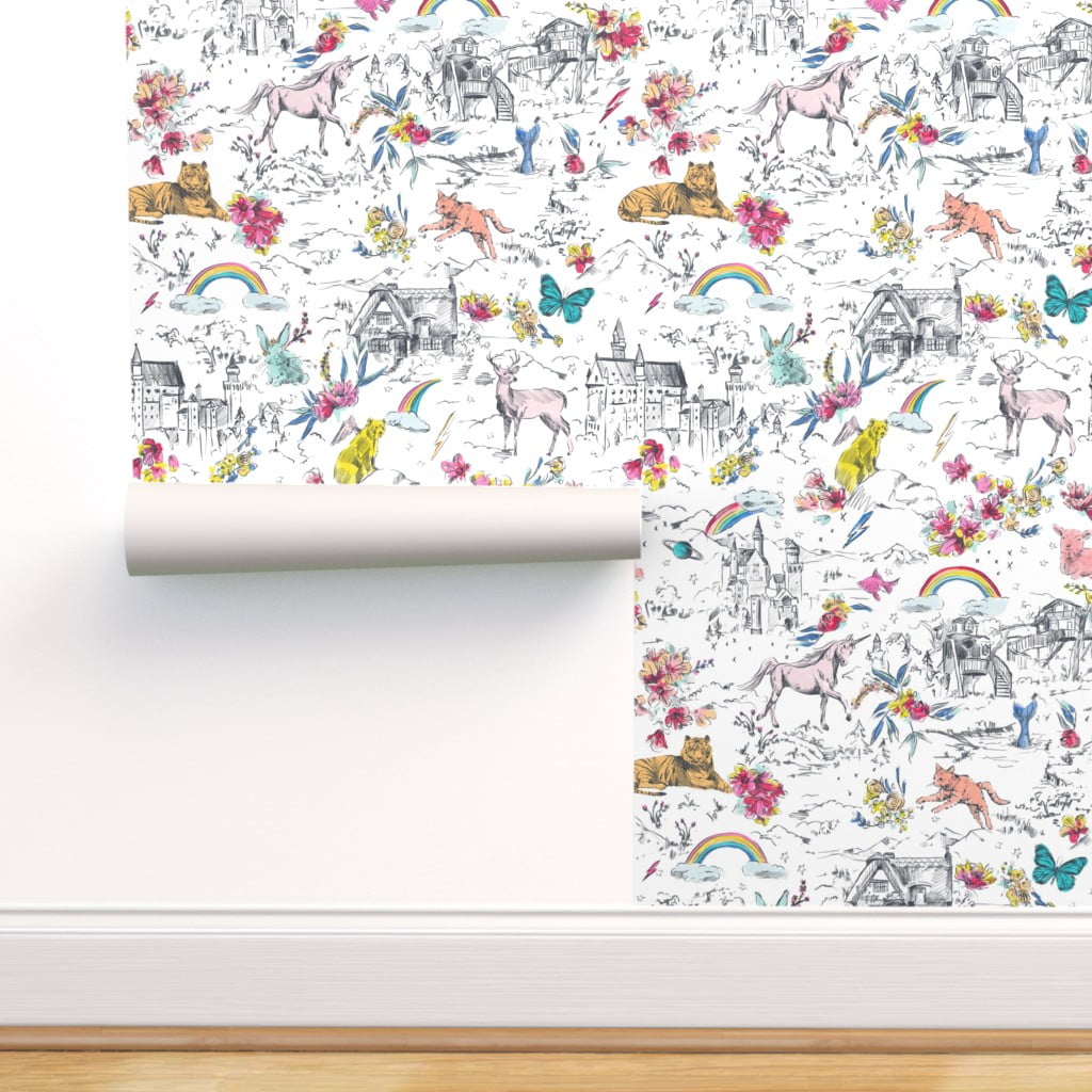 Wallpaper Roll Mermaid And Unicorn Mythical Colourful Magical 24in x 27ft