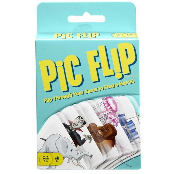 Pic Flip Card Game for Kids, Adults & Game Night, Flip Through Cards to Find a Match for 2-6 Players