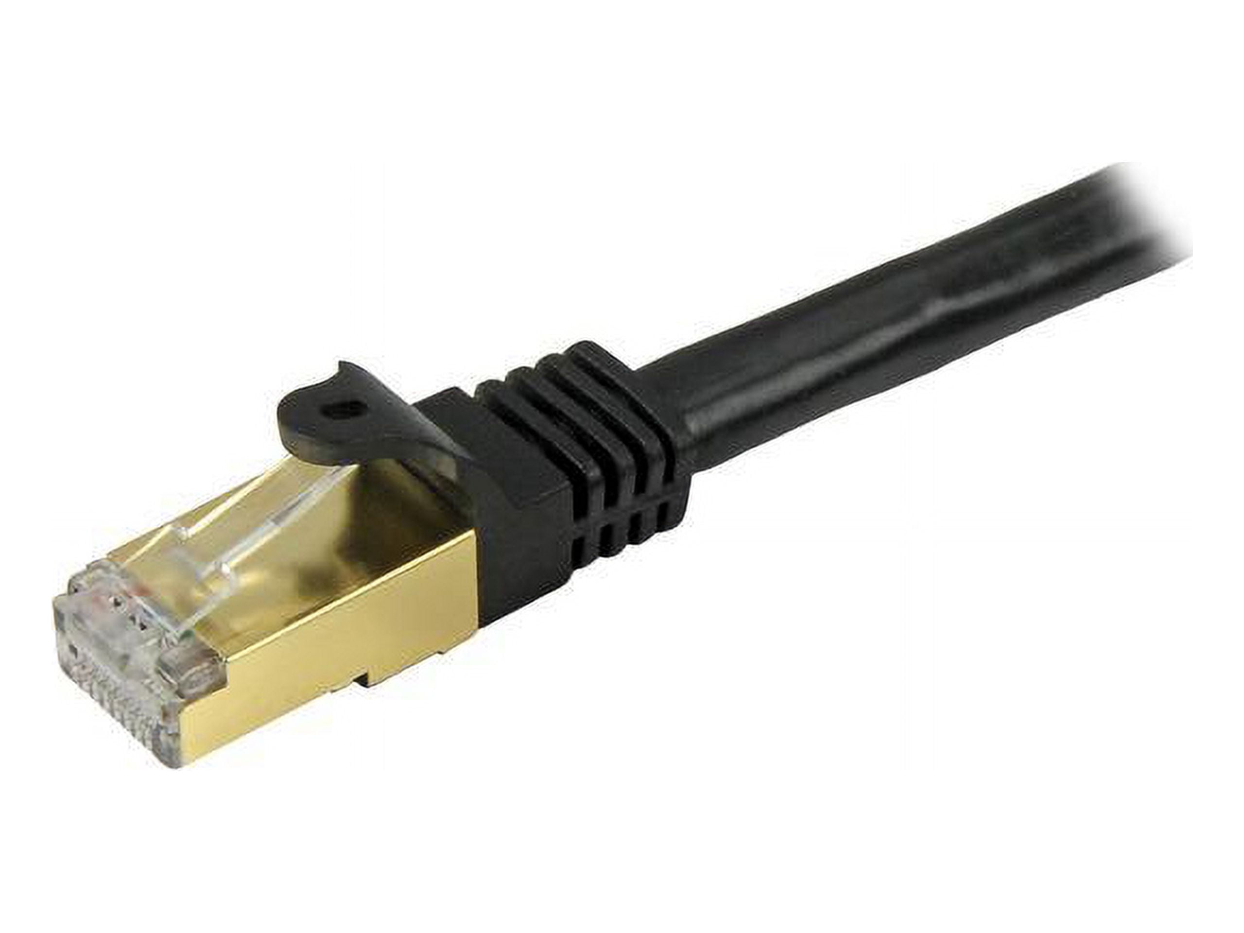 StarTech 7ft CAT6a Ethernet Cable - 10 Gigabit Shielded Snagless RJ45 100W PoE Patch Cord - 10GbE STP Network Cable with Strain Relief - Black - UL, TIA (C6ASPAT7BK)